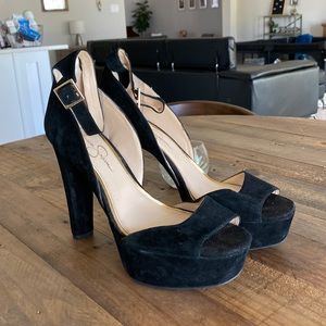 Jessica Simpson Athens Ankle Strap Platform Suede Heels Size 11